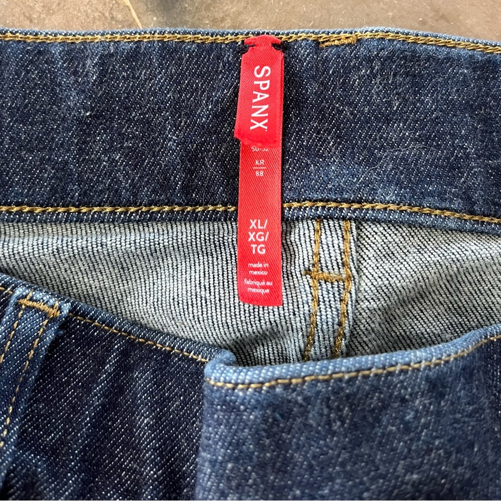 EUC SPANX Blue Flare Wide Leg Jeans - Picture 6 of 12